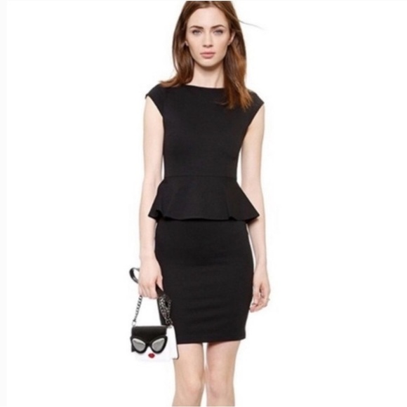Alice + Olivia Employed Peplum Black Dress size 4 - Picture 2 of 6